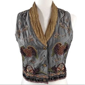 YSA Dupiré Vintage 1980s Silk Hand Beaded Art Vest